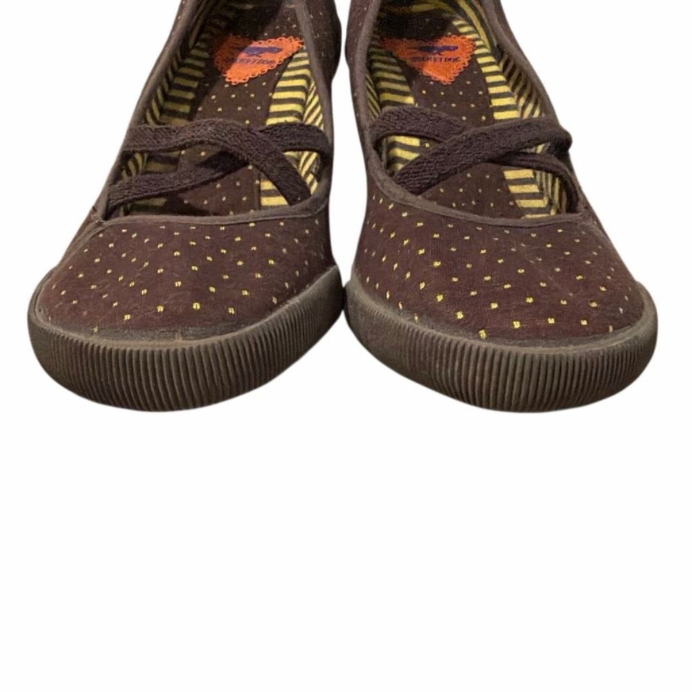 Rocket Dog Mary Jane Chunky Block Heel Pumps Brown Polka Dot Shoes Size 7.5 - Picture 4 of 9